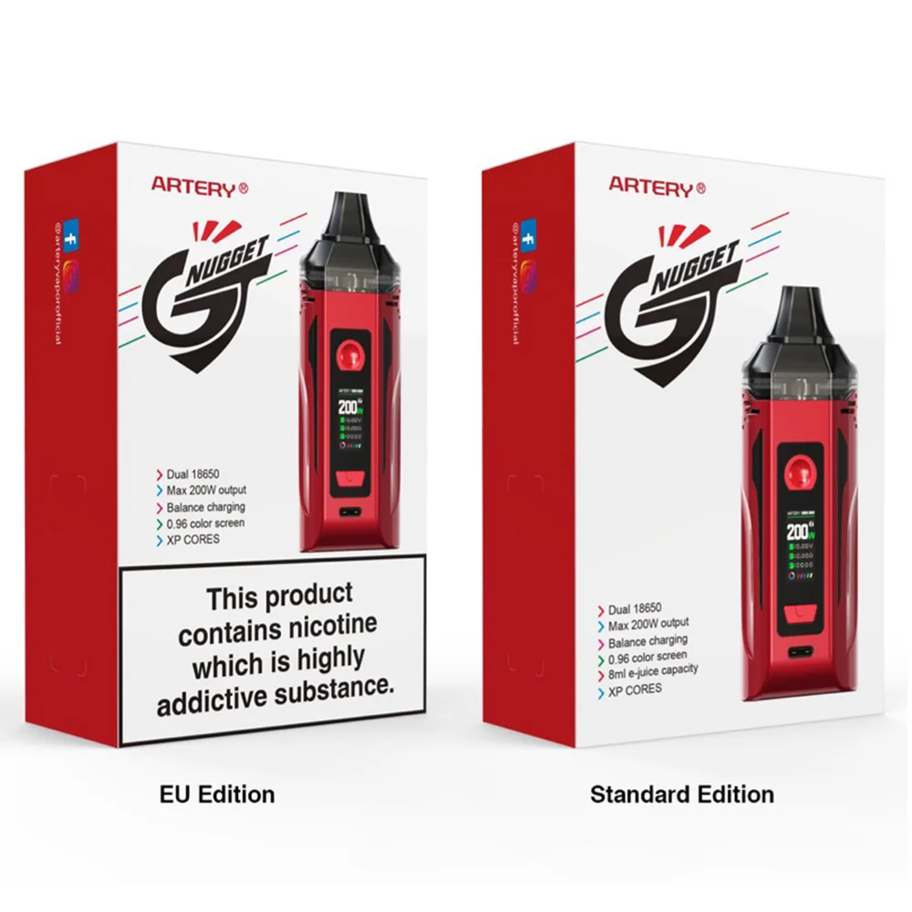 Новый оригинальный комплект Artery Nugget GT Pod питание от двух аккумуляторов 18650 макс. 200