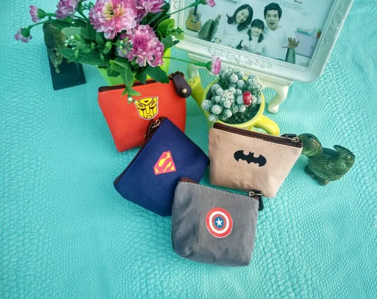 Холщовый кошелек для мелочи с изображением героев миниатюрная сумка ключей