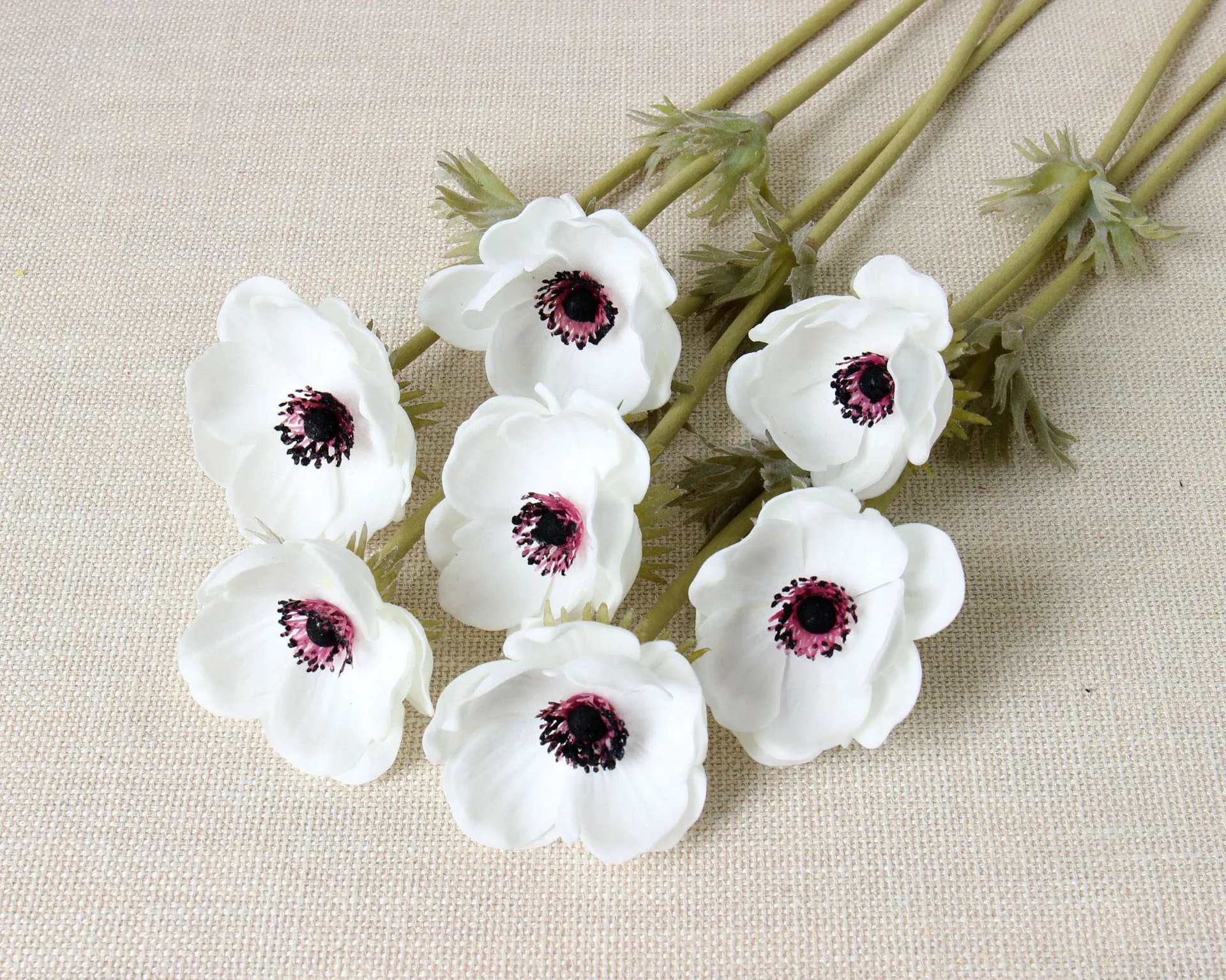 

10Pcs PU Anemone Rose Real Touch Artificial Flowers for Wedding Bride Bouquet Farmhouse Home Decor Fake Flowers