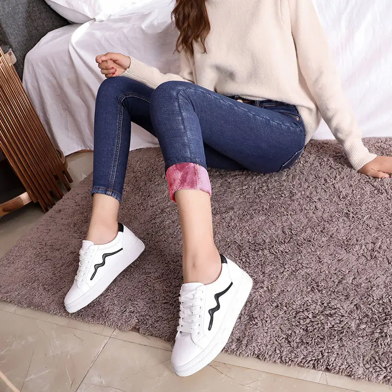 

Winter Jeans For Women Gold Fleeces Thick Velvet Skinny Jeans trousers High waist Stretch Denim Pencil Pants