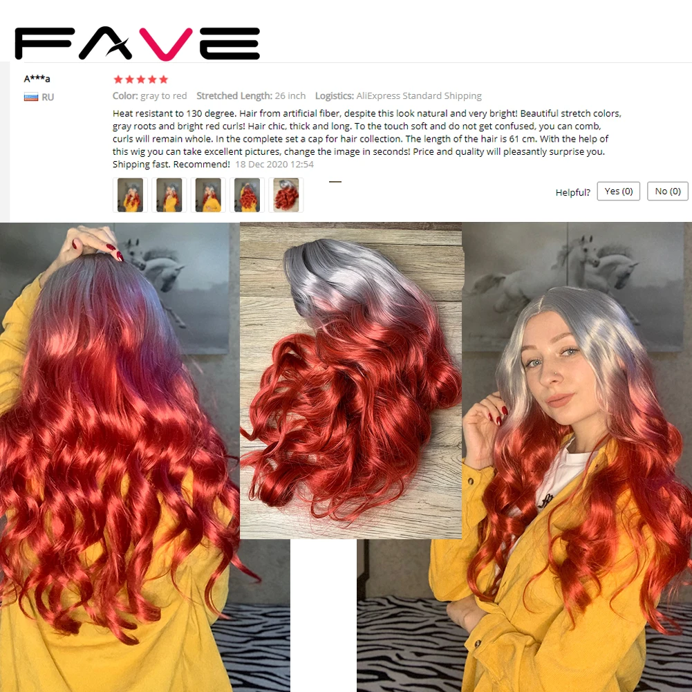 FAVE длинные волнистые парики цвет Омбре серый арбуз красный черный фиолетовый