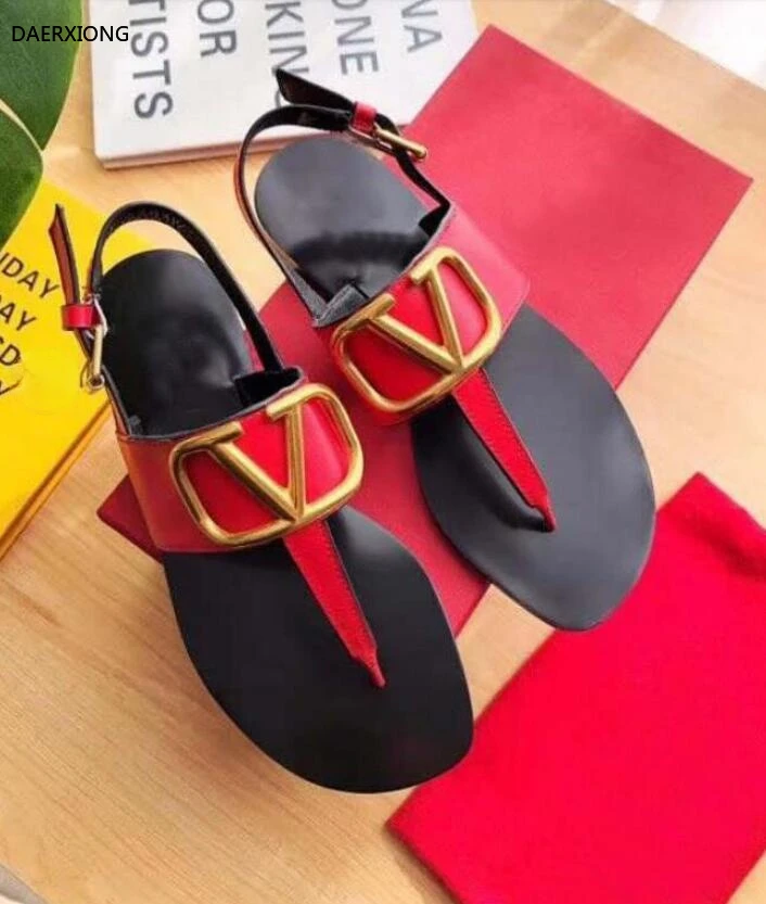 

Classics women flat sandal Flip flops slipper genuine leather women flat shoes summer women slipper fashion flat sandals no box