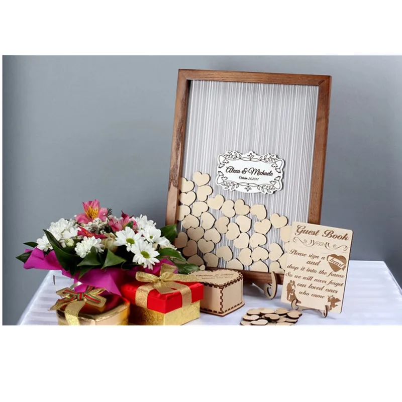 Современная книга для гостей с сердечками альтернативная Подарочная коробка на