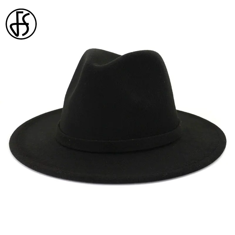 Шляпа-федора FS для мужчин и женщин шерстяная шляпа в британском стиле с широкими