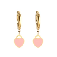color hoop earrings stainless steel earring heart charms earring enamel epoxy heart pendant earrings for women earrings jewelry
