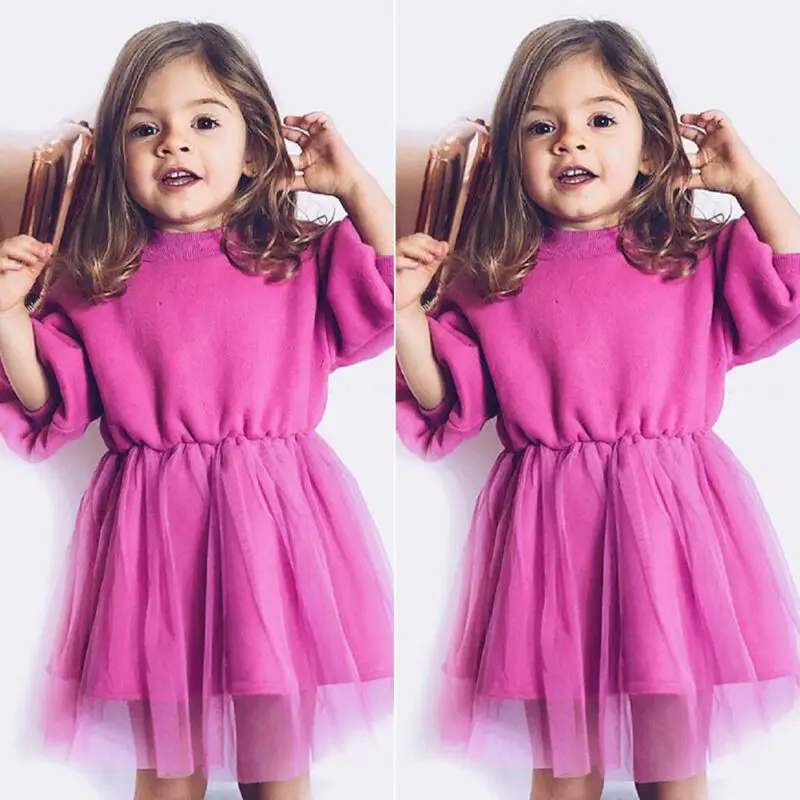 

Emmababy 0-4 Years Fashion Toddler Infant Baby Girls Clothes Long Sleeves Lace Tutu Dress Casual Patchwork Lace Dresses