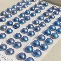 new 10 pairs 1314mm near half round mabe pearl blue black loose beads for earring pendant