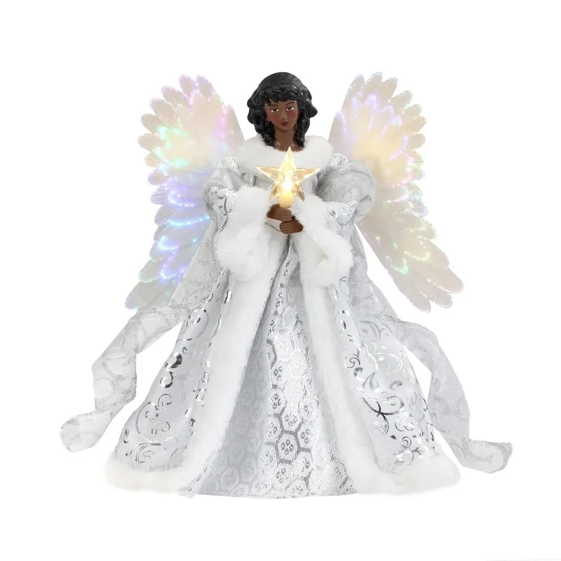 Decoraci&oacute;n de &aacute;rbol de Navidad, mu&ntilde;eco de &Aacute;ngel de m&eacute;tise dorado, LED brillante estrella superior de &aacute;rbol, decoraci&oacute;n superior de &aacute;rbol de Navidad, decoraci&oacute;n de vacaciones-4