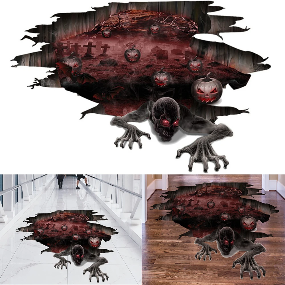 3D вид Хэллоуин Наклейка на стену пол наклейка стеклянный оконная дверь фоновое
