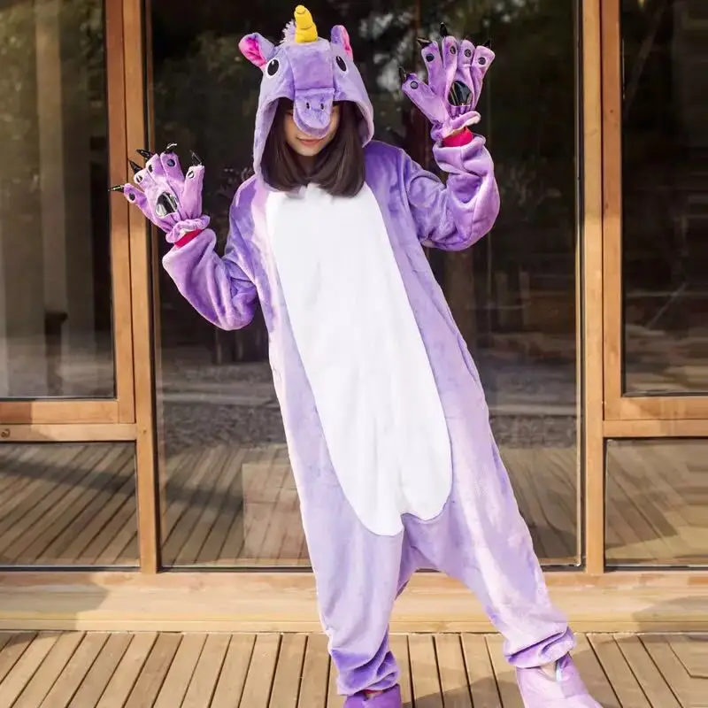 2019 единорог пижамы onesie женские кугуруми зимняя Фланелевая пижама Кигуруми для