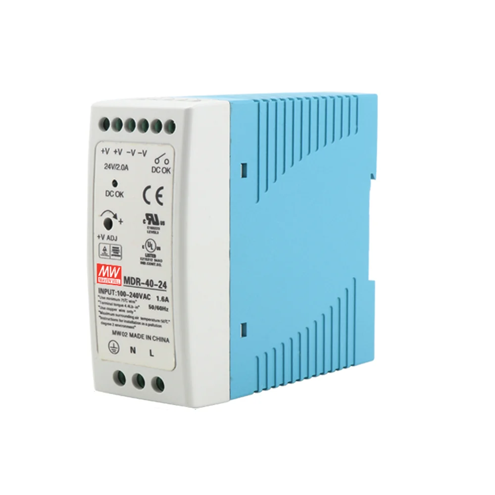 

MDR-40 40W Single Output 5V 12V 15V 24V 36V DC Din Rail Switching Power Supply 85-264VAC/120-370VDC Input