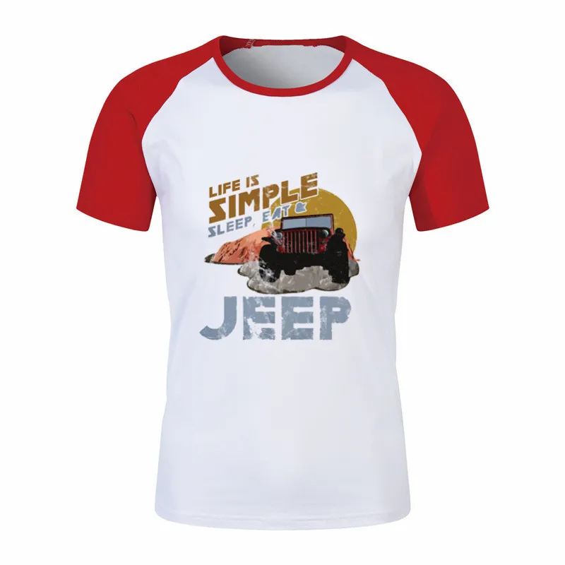 Jeep Графические футболки, рубашка с аркадным принтом, Мужская футболка, Повседневная футболка с коротким рукавом, Мужская Уличная одежда - Цвет: P1774A-red