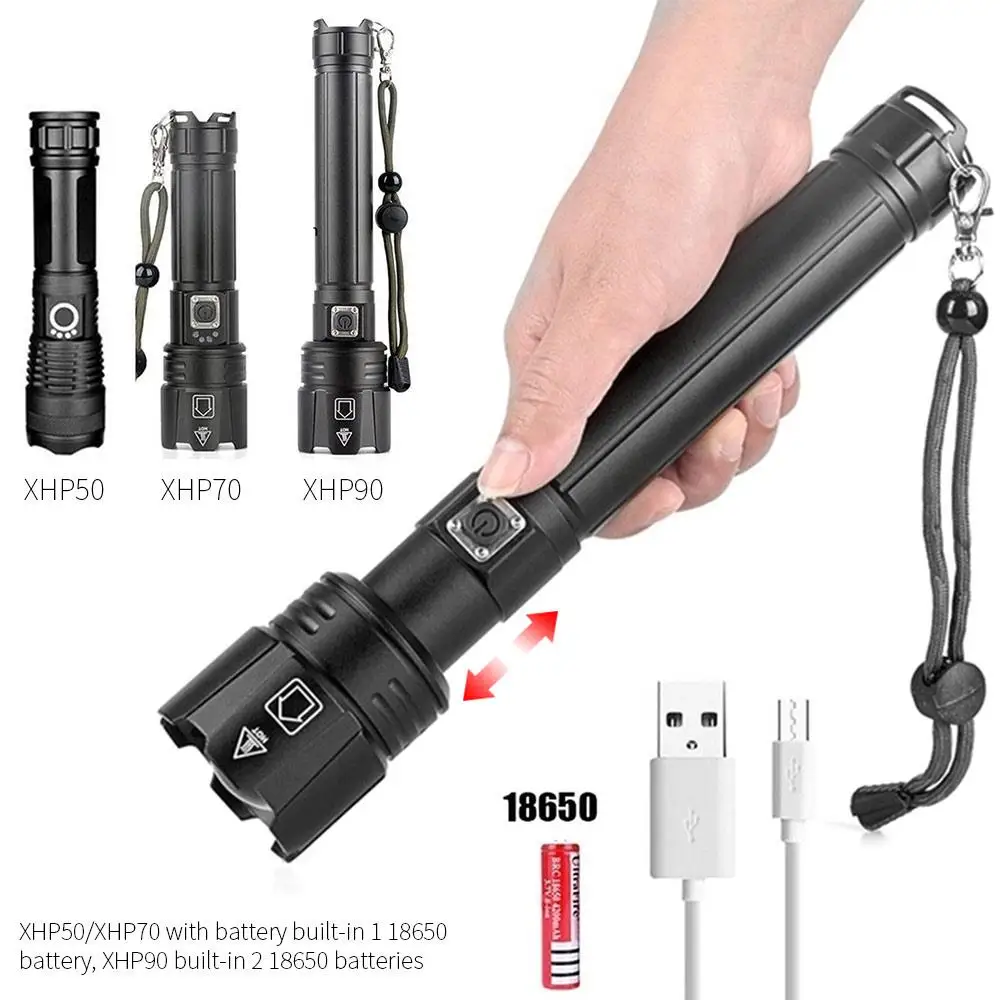 

Telescopic Torch Zoom Flashlight LED Flashlight Powerful SuperBright Durable Portable Aluminum Alloy 18650 USB Rechargeable