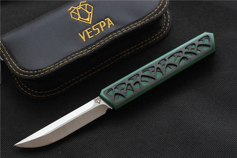 Green VESPA Dark star knife high quality Austria M390 steel blade Carbon fiber patch Handle outdoor Self-defense Survival hunting EDC - Цвет: Green