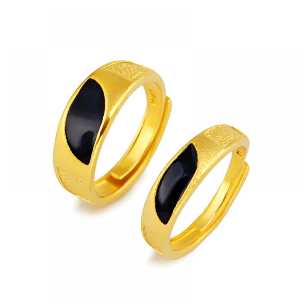 

HOYON 24k fine pure gold color glossy Ring for Couple New Fashion jewelry wedding Ring women's vs oro 18 k puro Jewelry better