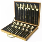 Набор золотых столовых приборов из нержавеющей стали, 24 шт.