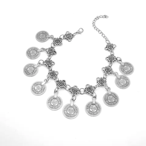 Винтажный браслет в форме монеты с кисточкой, старинные золотые подвески в виде диска, браслеты для женщин, браслеты