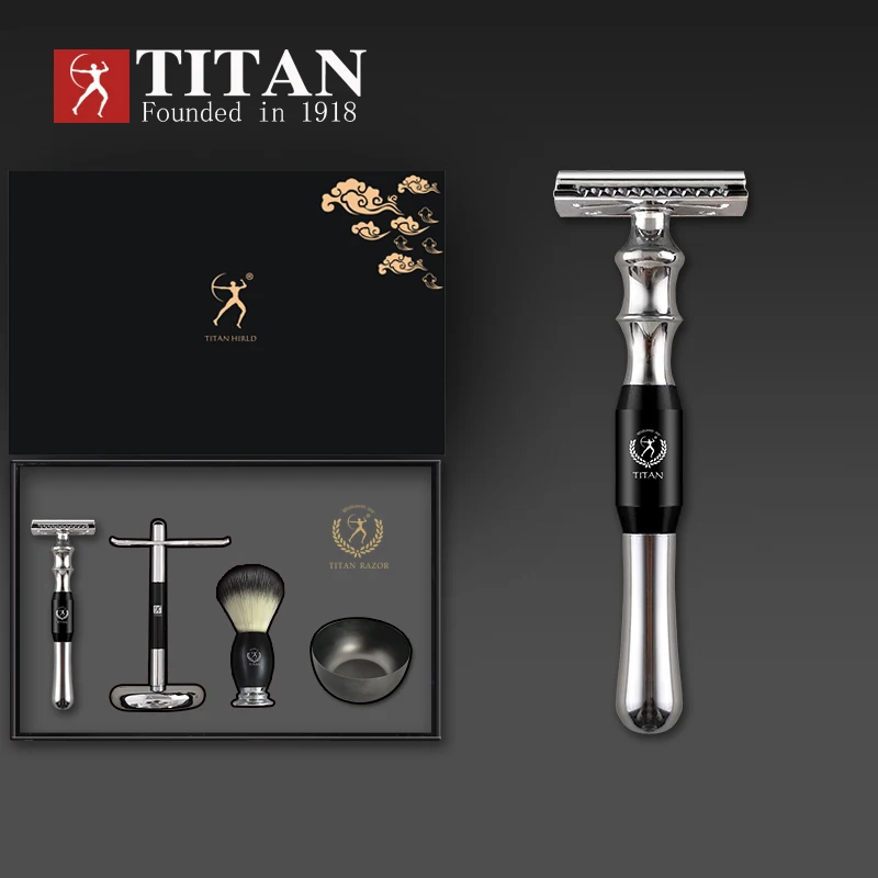 Titan classic safety razor  double edge shaving safety razor set   metal handle shaving kit free shipping