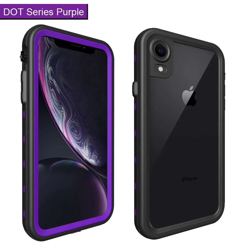 Dot Series Purple SHELLBOX IP68 Водонепроницаемый чехол для iPhone X XR XS MAX 8 7 Чехол пакет сумка Чехлы для телефона Coque водонепроницаемый чехол для телефона - Цвет: Dot Series Purple