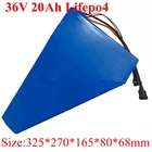 Треугольный аккумулятор 36 В, 20 А ч, с BMS, для Lifepo4 48 В, 1000 Вт, 750 Вт, для электровелосипеда, велосипеда, скутера, зарядное устройство 3 А, сумка