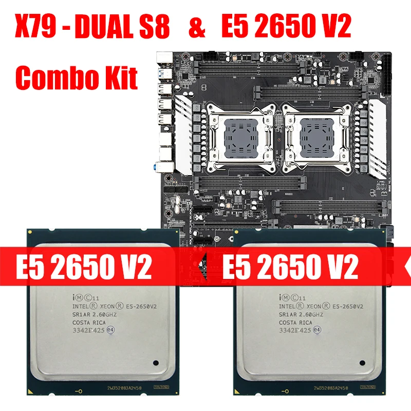 

New dual x79-S8 desktop board LGA 2011 and e5 2650 V2 combined m.2 nvme slot supports DDR3 eight channel 256g sata3.0 USB3.0