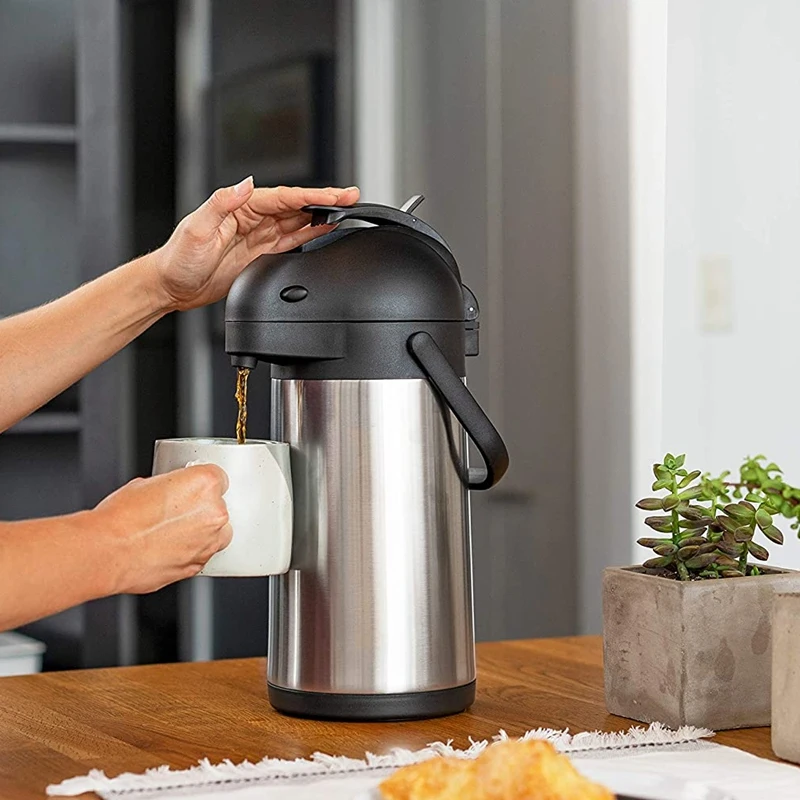 

2.2 Liter Thermal Coffee Carafe with Pump/Stainless Steel Insulated Thermos/24 Hour Heat Retention/74 Ounce Coffee Pot