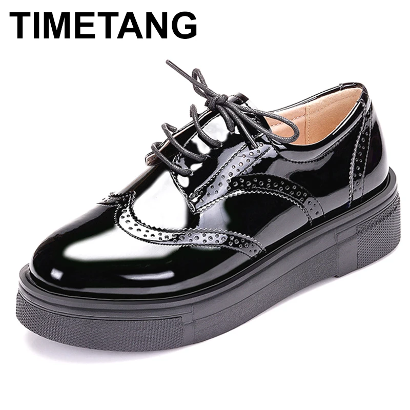 TIMETANGSpring Осенняя женская обувь Туфли оксфорды с перфорацией типа броги