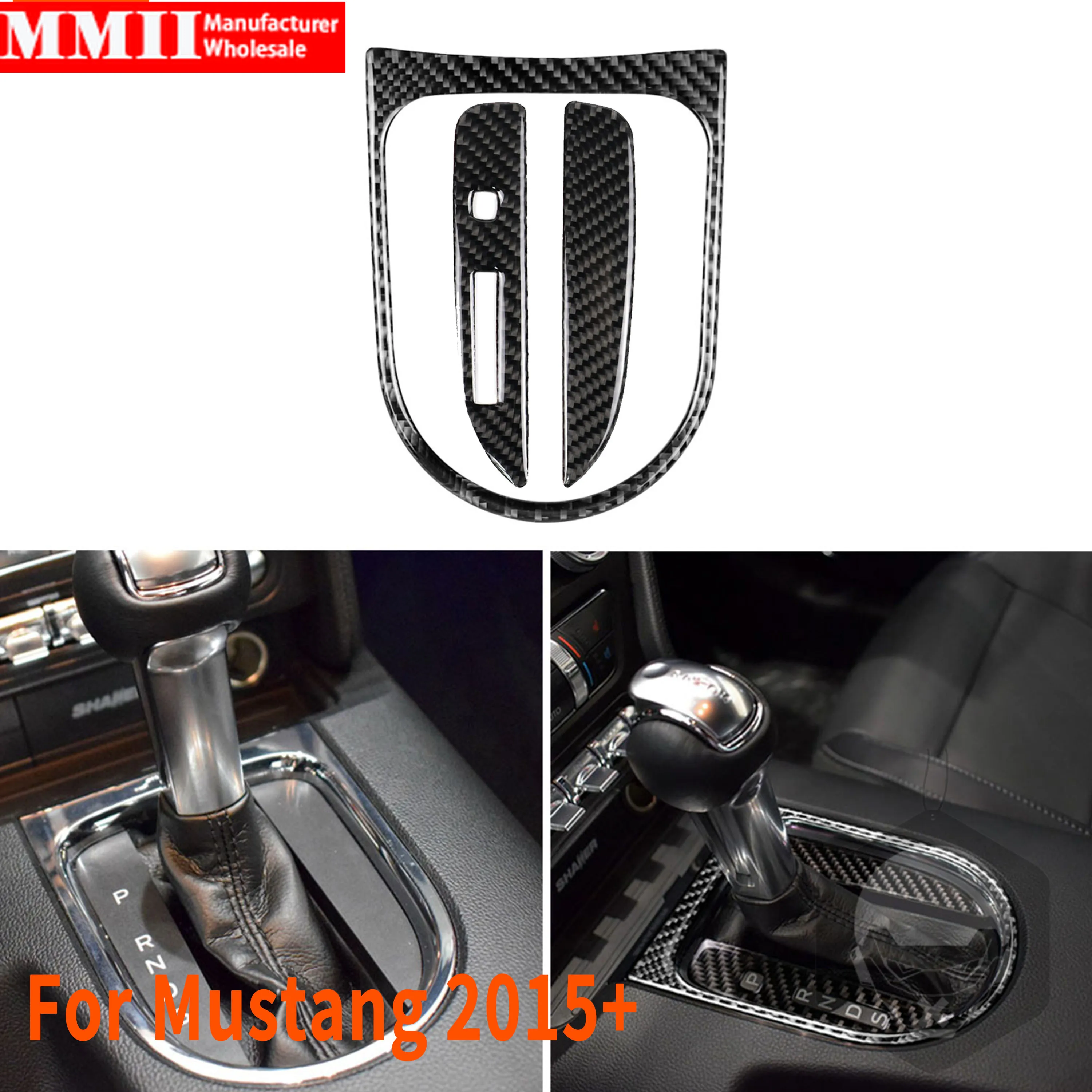MMII For Ford Mustang GT 2015-2022 Carbon Fiber Gear Shift Panel Frame
Decoration Cover Sticker Car Styling Interior Accessories