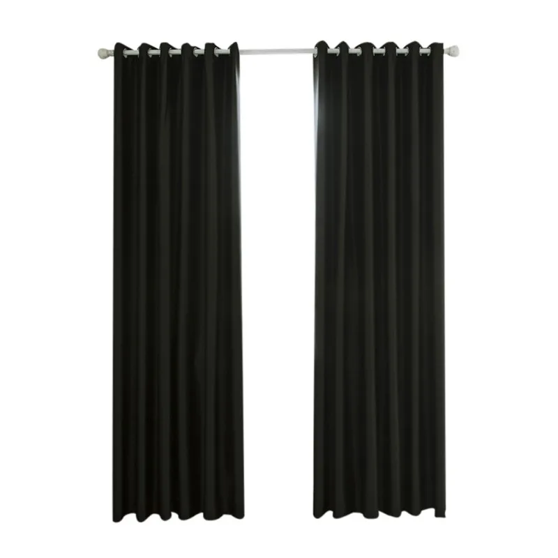 

Pure Color High Precision Blackout Curtains Black 140*260CM Wide Long Perforated 2pcs window