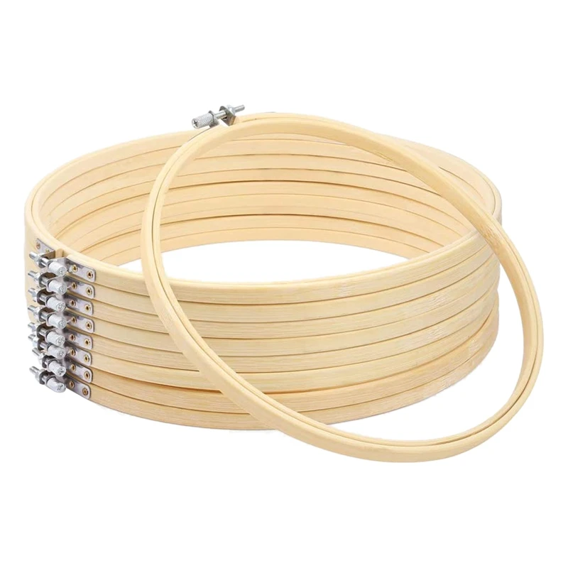 

9 Pcs 10 Inch Embroidery Hoops Round Adjustable Bamboo Circle Cross Stitch Hoop Ring Bulk for Art Craft Handy Sewing