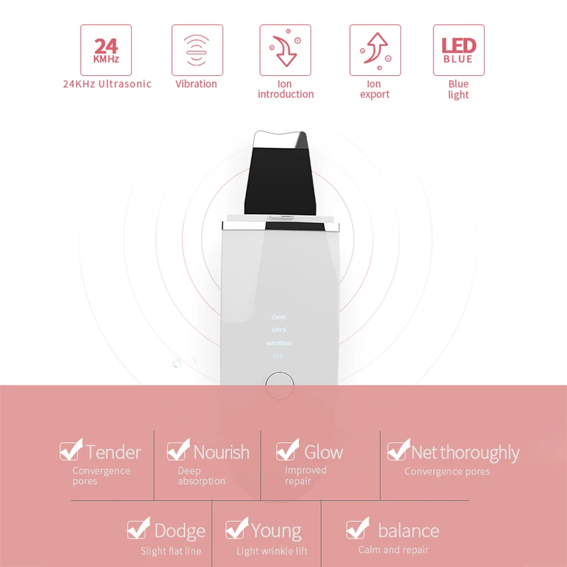 

NOHON Ultrasonic Skin Scrubber Face Massager Facial Cleansing Blackhead Remover Peeling Shovel Pore Cleaner