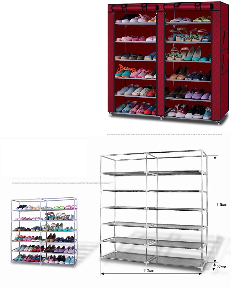 

Portable 6-Row 2-Line 12 Lattices Non-woven Fabric Shoe Rack High Quality