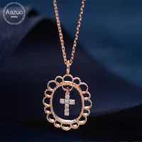 Aazuo Real Diamonds 100% 18K Rose Gold Personality Move Cross Pendent Necklace gifted for Women Wedding Double Link Chain Au750