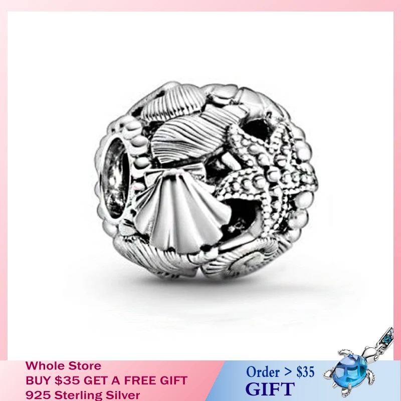 

Latest style Summer NEW 925 Sterling Silver Openwork Starfish Shells Charms Beads DIY Lady Gift fit Original Pandora Bracelets