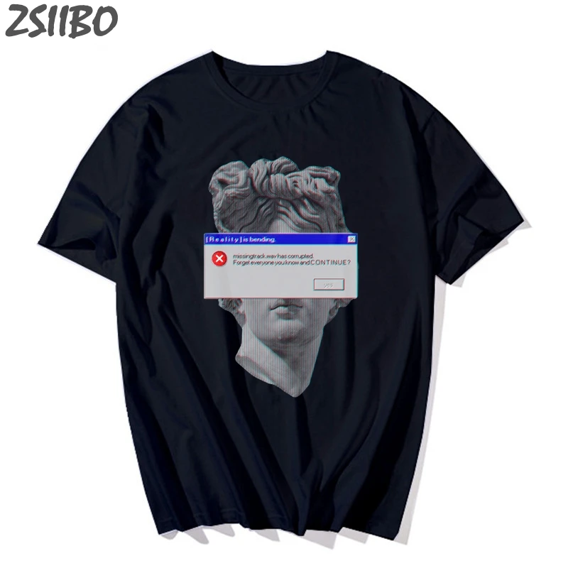 Футболка мужская в стиле Харадзюку смешная тенниска с принтом статуи