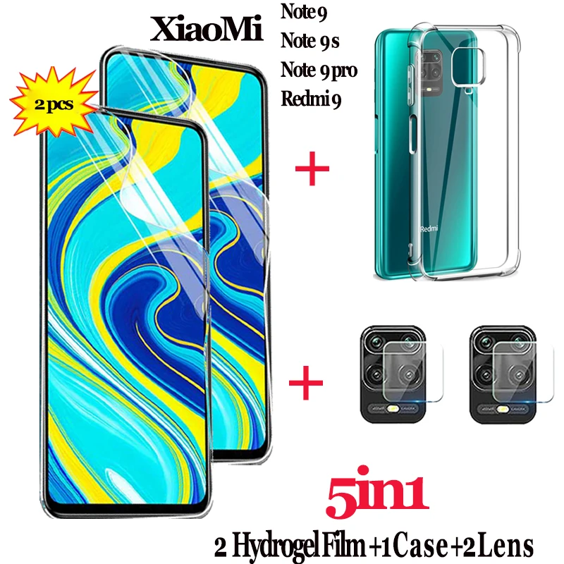 Гидрогелевая пленка для redmi note 9 pro not glass + прозрачный чехол защитные редми ноут s