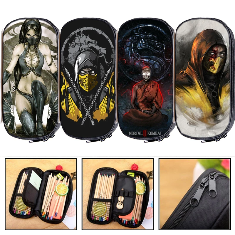 

Mortal Kombat XI Scorpion Mask Pencil Case Girls Cosmetic Cases Kids School Supplies Stationery Makeup Bag Multifiction Bags