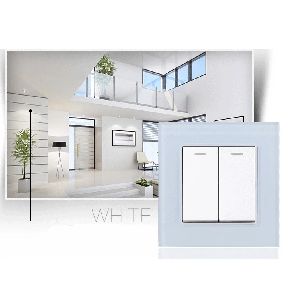 Прочный практичный две банды настенный выключатель 2 Way стекло Панель ребенка