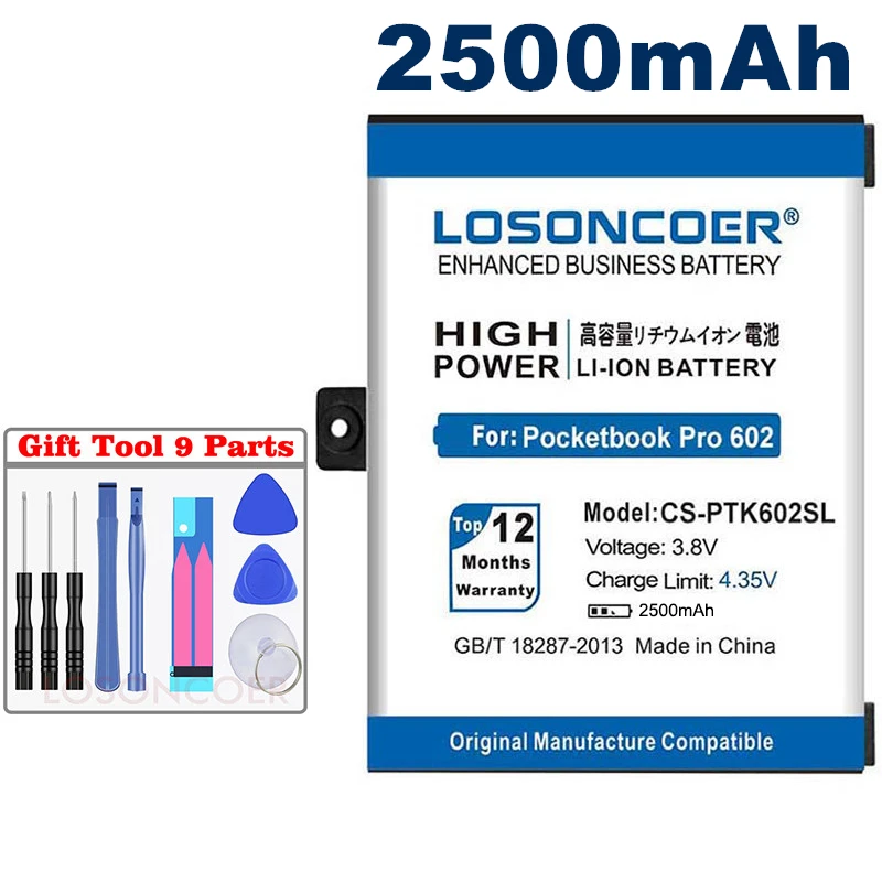 Аккумулятор LOSONCOER для Pocketbook Pro аккумулятор 2500 мАч 1ICP4/40/60 1S1P 602/603/612/902/903/912/920