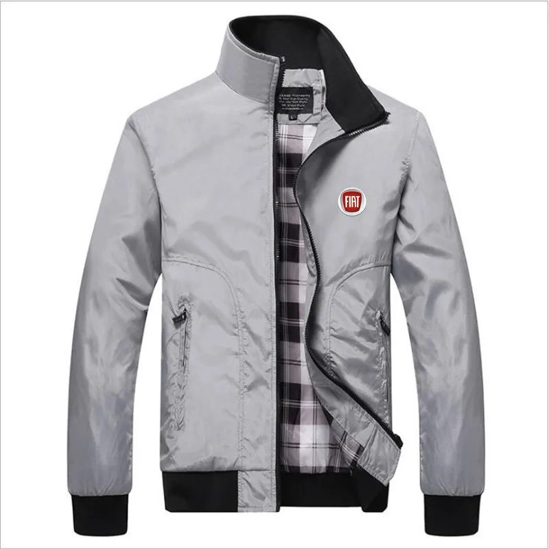 

FIAT car logo 2021 new spring and autumn men's casual zipper solid color men's bomber jacket baseball uniform jacket