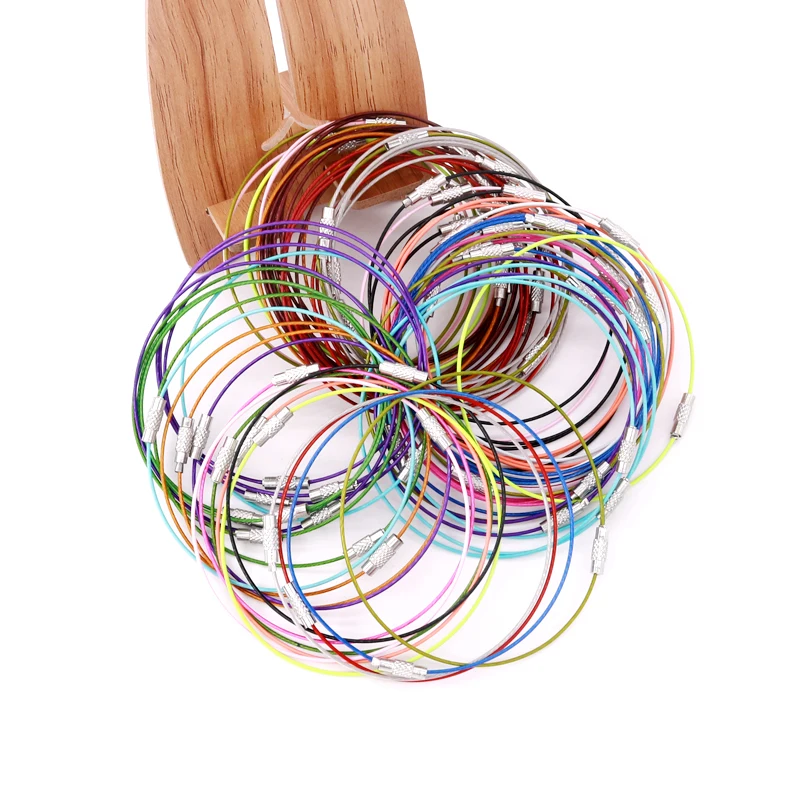 

Горячие 10 шт/Партия 1 мм проволочные браслеты-шнурки из нержавеющей стали многоцветные модные пряжки для ручная работа, сделай сам, ремесло дешевый браслет