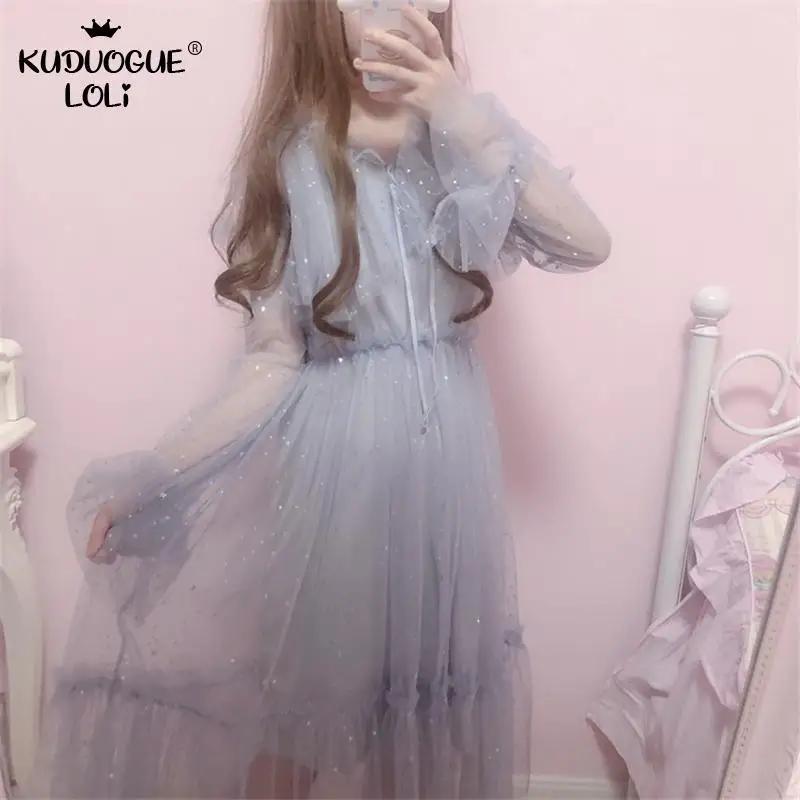 Женское фатиновое платье с высокой талией Сетчатое на шнуровке элегантные