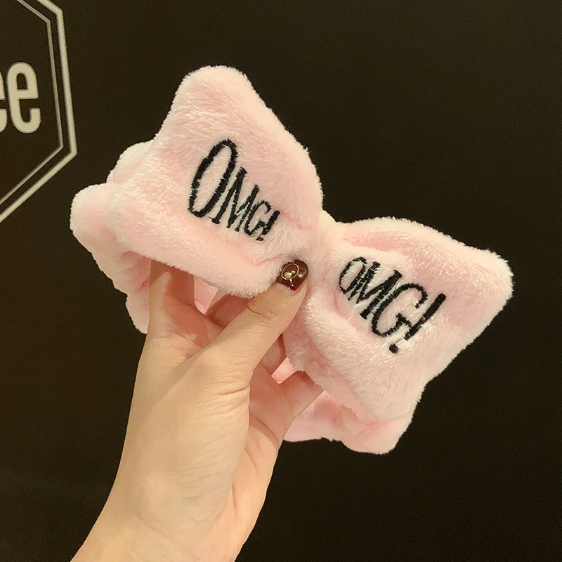Новинка повязка для волос из кораллового флиса с надписью OMG Женская Мягкая на
