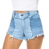 summer 2021 women blue stitching slim denim shorts mid waist england style shorts vintage street plus size shorts streetwear