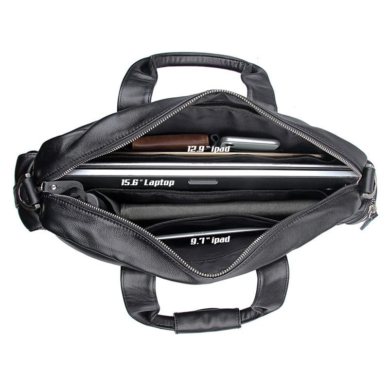 

Solid Men Briefcase Multi-pocket Business Hand Bag 15.6-inch Computer Bag Vintage Messenger Laptop Bag Maletines Hombre Trabajo