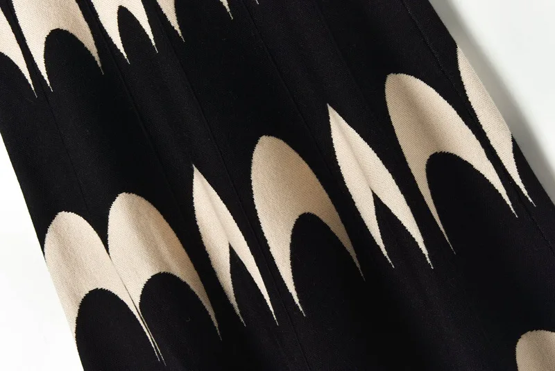 Женская юбка свитер в стиле ретро черная трикотажная длинная с принтом Луны и