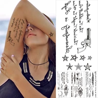 handwriting font waterproof temporary tattoo sticker text word chicano lettering body art arm wrist fake tatoo for women men