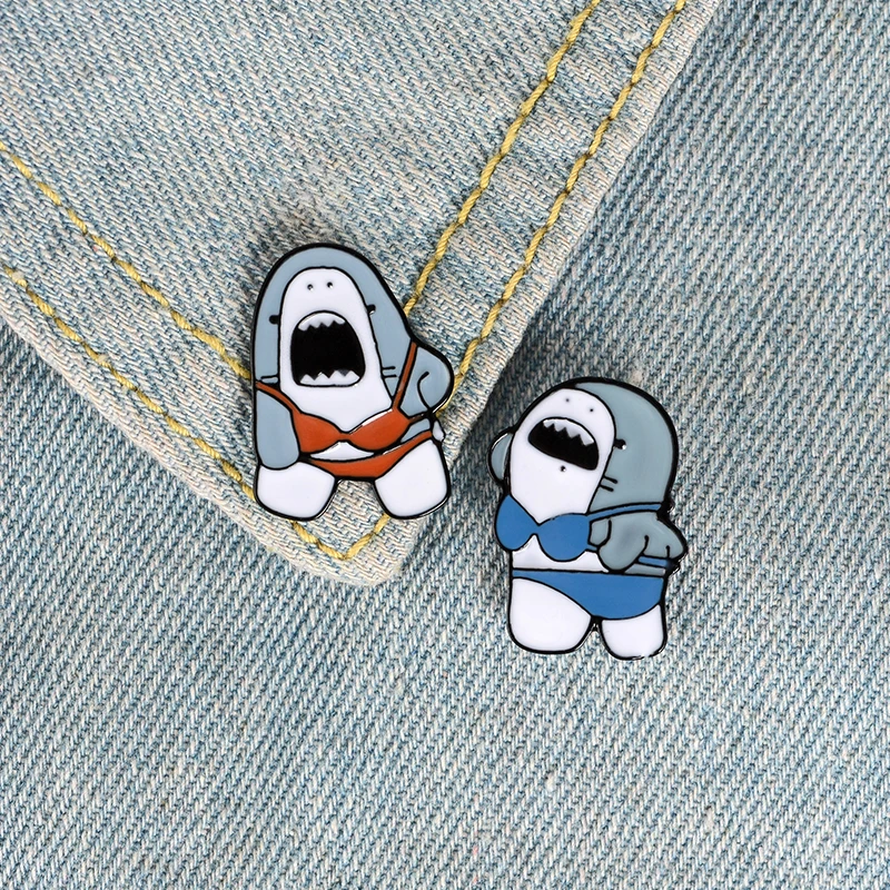 Гуманоидные женские заколки акулы крик Япония сумо борец Броши сумка с меткой