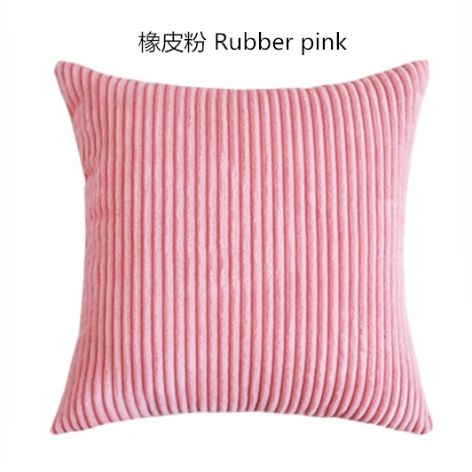 Stripe Rubber pink Полоса мягкого вельвета на плюшевой подкладке; одноцветные Цвет подушка покрытие домашний декор диван кровать диванные подушки, Наволочки на заказ 40*40/45/50/55/60/65 см - Цвет: Stripe Rubber pink