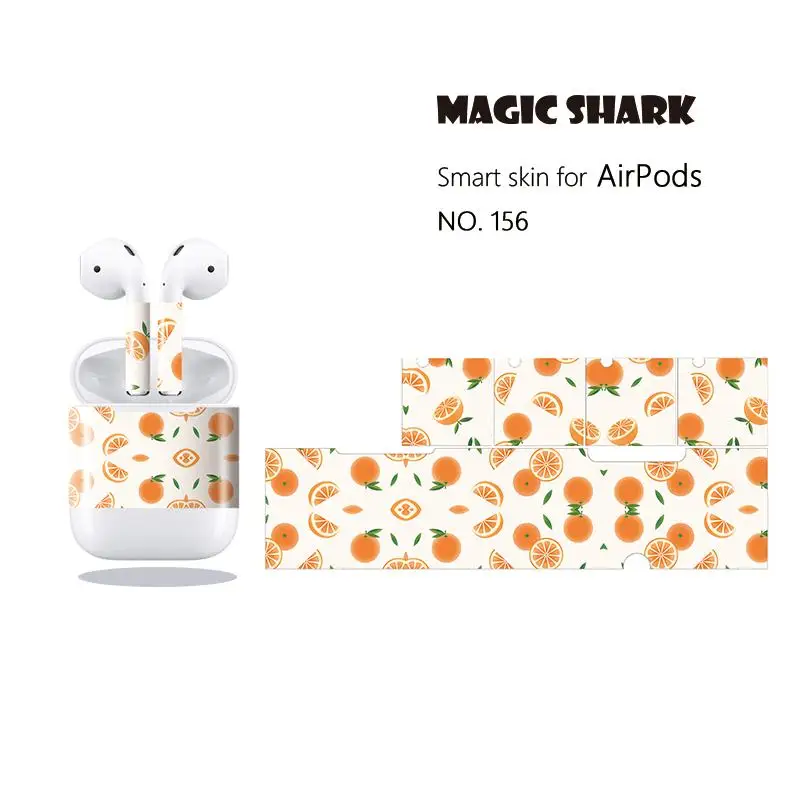 Magic Shark PVC Shockproof Fruit Grape Pineapple Orange Berry Earphone Case Cover Sticker Film for Apple Airpods 156-165 |